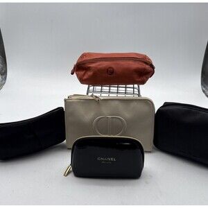 Chanel Christian Dior MZ Wallace Ferragamo Pierre Cardin Lot Of 5 Makeup Bags